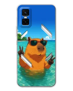 Чехол для Infinix GT 30 Pro с картинкой «Морская капибара»
