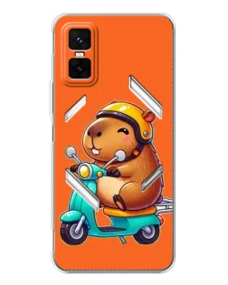 Чехол для Infinix GT 30 Pro с картинкой «Капибара на скутере»