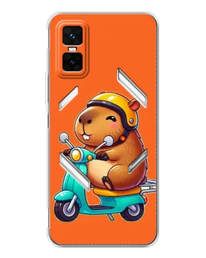 Чехол для Infinix GT 30 Pro с картинкой «Капибара на скутере»