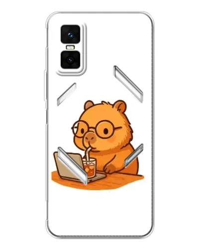 Чехол для Infinix GT 30 Pro с картинкой «Капибара с ноутбуком»