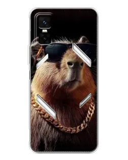 Чехол для Infinix GT 30 Pro с картинкой «Капибара золотая цепь»