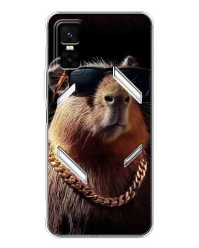 Чехол для Infinix GT 30 Pro с картинкой «Капибара золотая цепь»