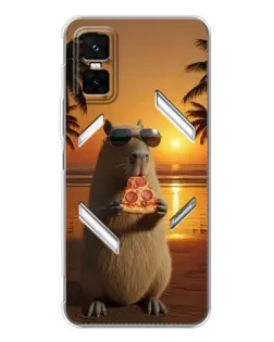 Чехол для Infinix GT 30 Pro с картинкой «Капибара с пиццей»