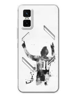 Чехол для Infinix GT 30 Pro с картинкой «Черно-белый силуэт Месси»