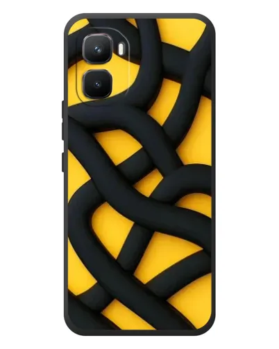 Чехол для Infinix GT 50 Pro с картинкой «Черное желтое переплетение» Чехол для Infinix GT 50 Pro с картинкой «Черное желтое переплетение»