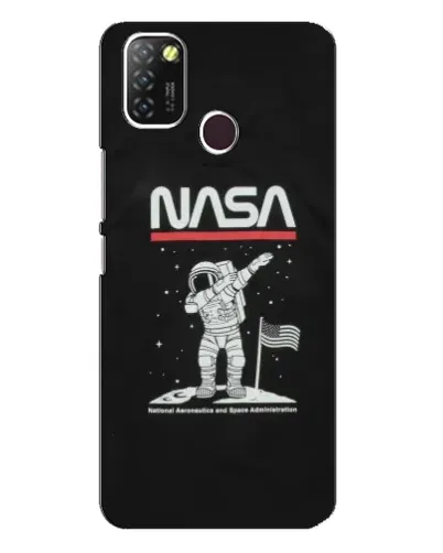 Чехол для Infinix Hot 10 Lite с картинкой «NASA — шагаем по Луне»