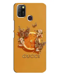 Чехол для Infinix Hot 10 Lite с картинкой «Gucci — золотые бабочки»