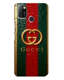 Чехол для Infinix Hot 10 Lite с картинкой «Gucci — фирменная полоса и золото»