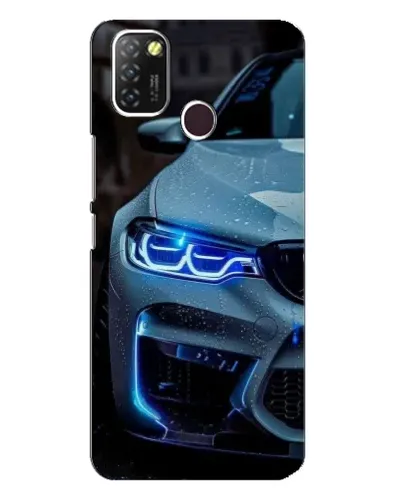 Чехол для Infinix Hot 10 Lite с картинкой «Взгляд BMW с синими фарами» Чехол для Infinix Hot 10 Lite с картинкой «Взгляд BMW с синими фарами»
