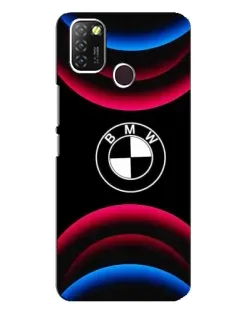 Чехол для Infinix Hot 10 Lite с картинкой «Логотип BMW и неоновые дуги»