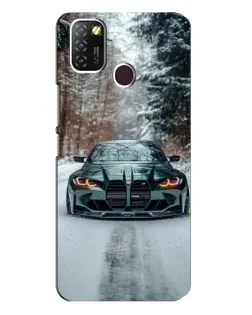 Чехол для Infinix Hot 10 Lite с картинкой «BMW в зимнем лесу»