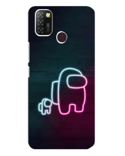 Чехол для Infinix Hot 10 Lite с картинкой «Among Us неон-арт»