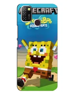 Чехол для Infinix Hot 10 Lite с картинкой «Губка Боб Minecraft»