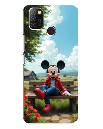 Чехол для Infinix Hot 10 Lite с картинкой «Микки на скамейке»