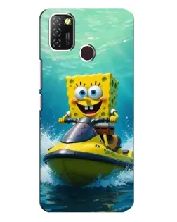 Чехол для Infinix Hot 10 Lite с картинкой «Спанч Боб на гидроцикле»