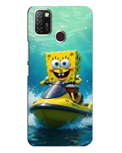 Чехол для Infinix Hot 10 Lite с картинкой «Спанч Боб на гидроцикле»