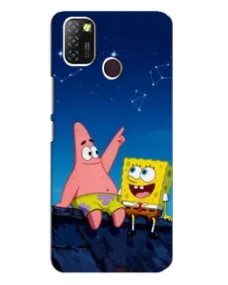 Чехол для Infinix Hot 10 Lite с картинкой «Губка Боб и Патрик ночью»