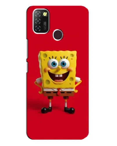Чехол для Infinix Hot 10 Lite с картинкой «Спанч Боб на красном»