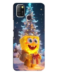 Чехол для Infinix Hot 10 Lite с картинкой «Рождественский Спанч Боб»