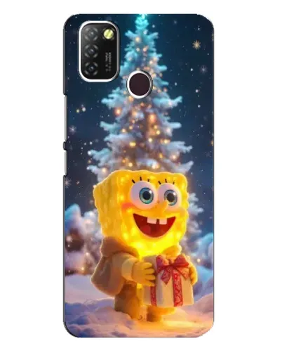 Чехол для Infinix Hot 10 Lite с картинкой «Рождественский Спанч Боб»