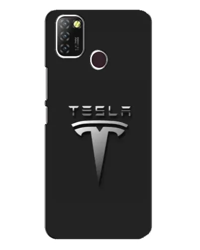 Чехол для Infinix Hot 10 Lite с картинкой «Стальной логотип Tesla»