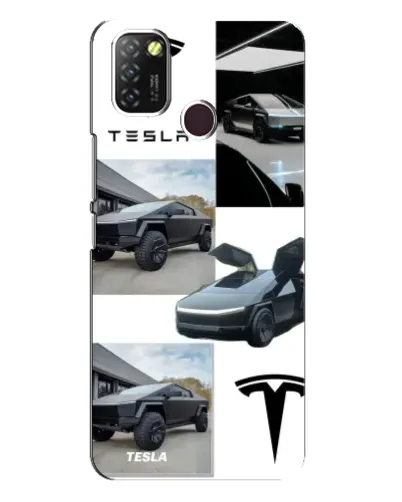 Чехол для Infinix Hot 10 Lite с картинкой «Коллаж Cybertruck Tesla»