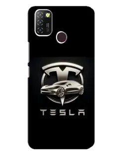 Чехол для Infinix Hot 10 Lite с картинкой «Tesla — серебристое авто»