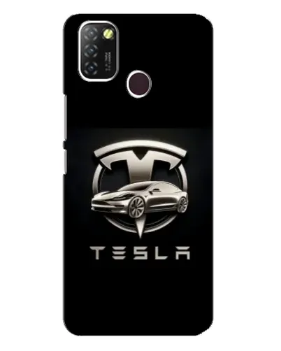 Чехол для Infinix Hot 10 Lite с картинкой «Tesla — серебристое авто»
