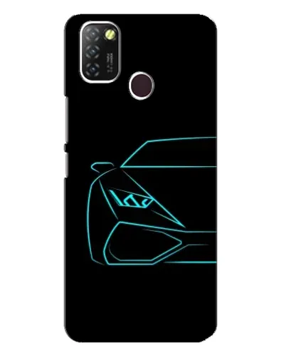 Чехол для Infinix Hot 10 Lite с картинкой «Голубой силуэт Lamborghini»