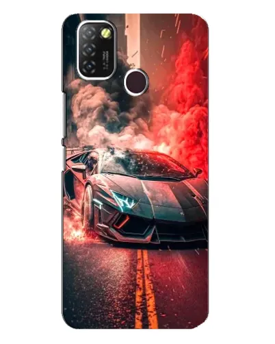 Чехол для Infinix Hot 10 Lite с картинкой «Lamborghini красный дым»