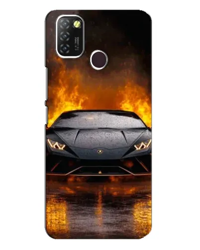 Чехол для Infinix Hot 10 Lite с картинкой «Lamborghini в огне»