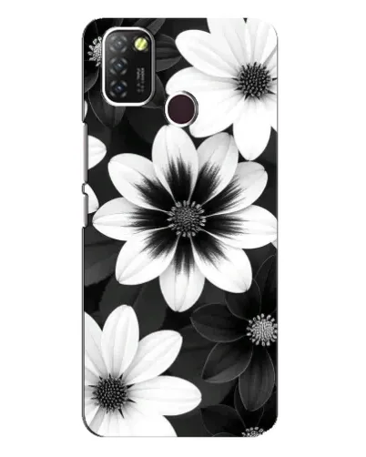 Чехол для Infinix Hot 10 Lite с картинкой «Монохромные астры»