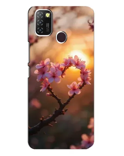 Чехол для Infinix Hot 10 Lite с картинкой «Розовый цвет сердце на фоне заката»
