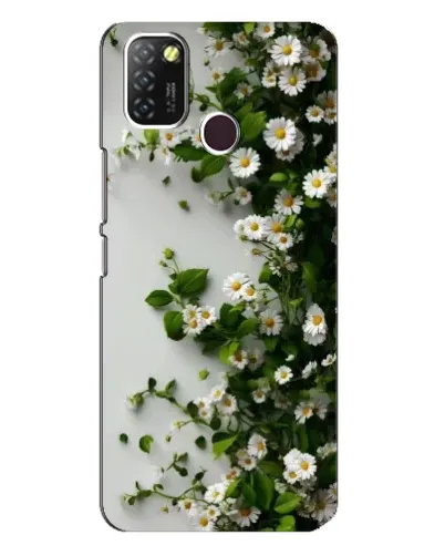 Чехол для Infinix Hot 10 Lite с картинкой «Ветка мелких белых цветов»