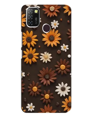 Чехол для Infinix Hot 10 Lite с картинкой «Узор из маленьких подсолнухов»