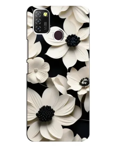 Чехол для Infinix Hot 10 Lite с картинкой «Объемные белые цветы»