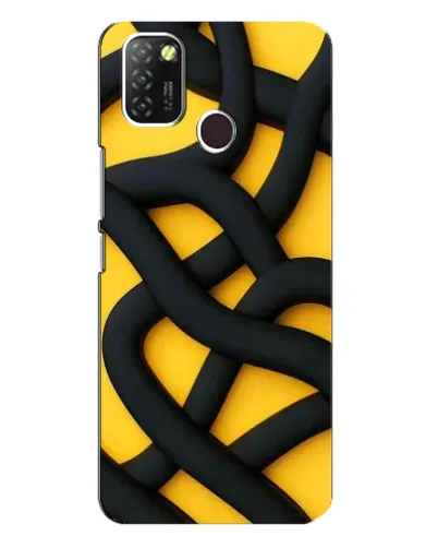 Чохол для Infinix Hot 10 Lite з картинкою «Чорне жовте переплетення»
