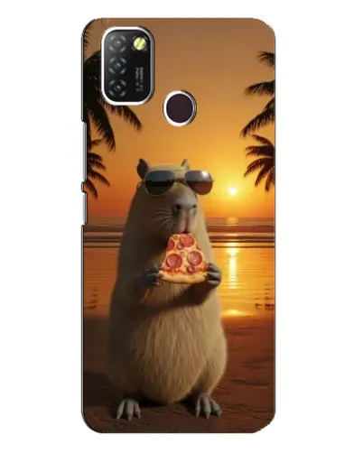 Чехол для Infinix Hot 10 Lite с картинкой «Капибара с пиццей»