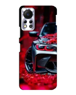Чехол для Infinix Hot 11s с картинкой «Спортивная BMW и цветы»