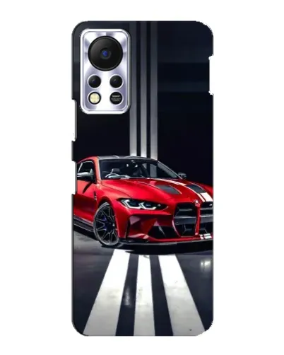 Чехол для Infinix Hot 11s с картинкой «Красная BMW на дороге»