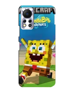 Чехол для Infinix Hot 11s с картинкой «Губка Боб Minecraft»