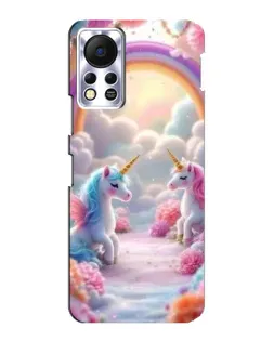 Чехол для Infinix Hot 11s с картинкой «Радуга и единороги»