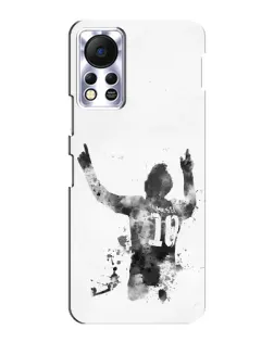 Чехол для Infinix Hot 11s с картинкой «Черно-белый силуэт Месси»