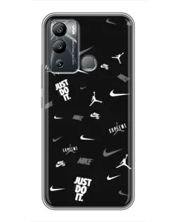 Чохол для Infinix Hot 12 Play з картинкою «Nike Black Pattern»