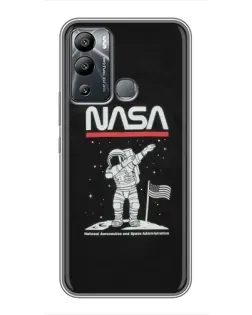 Чехол для Infinix Hot 12 Play с картинкой «NASA — шагаем по Луне»