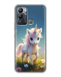 Чехол для Infinix Hot 12 Play с картинкой «Единорог на поляне»