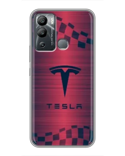 Чохол для Infinix Hot 12 Play з картинкою «Тесла червоний карбон» Чохол для Infinix Hot 12 Play з картинкою «Тесла червоний карбон»