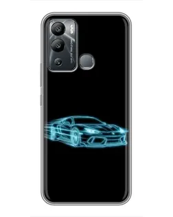 Чохол для Infinix Hot 12 Play з картинкою «Неоновий контур Lamborghini»