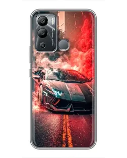 Чохол для Infinix Hot 12 Play з картинкою «Lamborghini червоний дим»