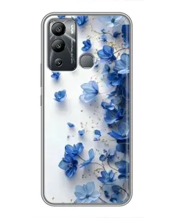 Чехол для Infinix Hot 12 Play с картинкой «Голубой цветочный каскад»